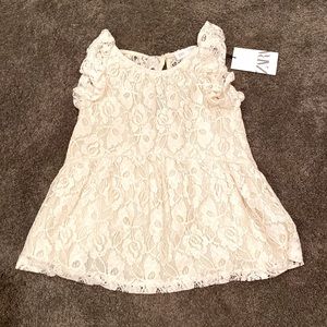 Zara lace flower print top, size 11-12 youth, color cream.